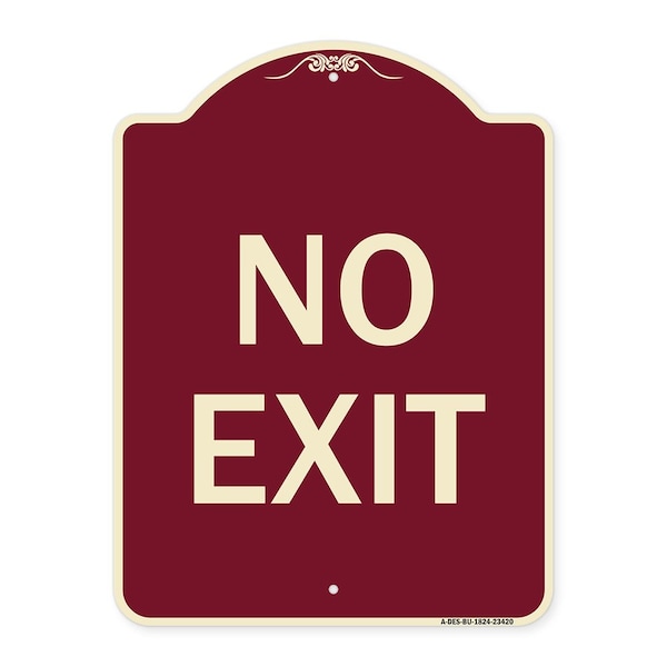 Signmission Designer Series Parking Lot No Exit, Burgundy Heavy-Gauge Aluminum Sign, 18" L, 24" H, BU-1824-23420 A-DES-BU-1824-23420 - main